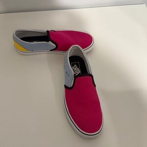 Vans Fuchsia and Light Blue and yellow Slip-Ons